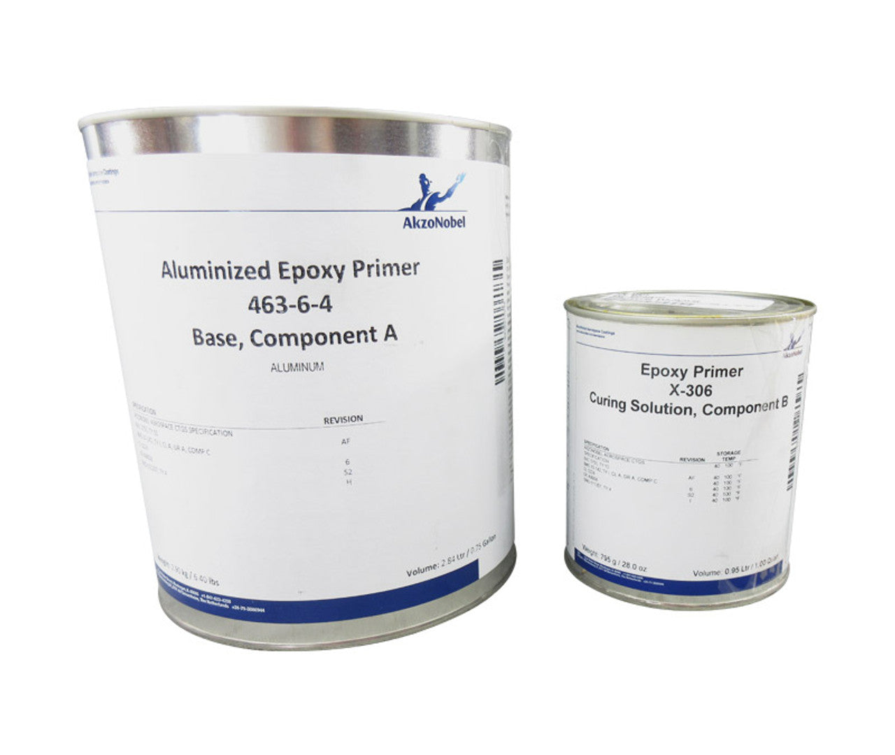 AkzoNobel 463-6-4/X-306 Aluminum BMS10-142 Type I, Class A, Grade A, Comp C Spec High Temperature Epoxy Coating, Gallon Kit