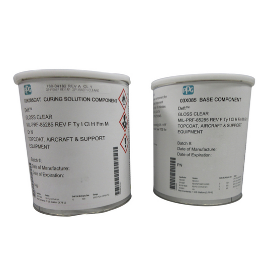 PPG® Deft® 03-X-085 Gloss Clear MIL-PRF-85285F Type I, Class H Spec High-Solids Polyurethane Topcoat - Quart Kit