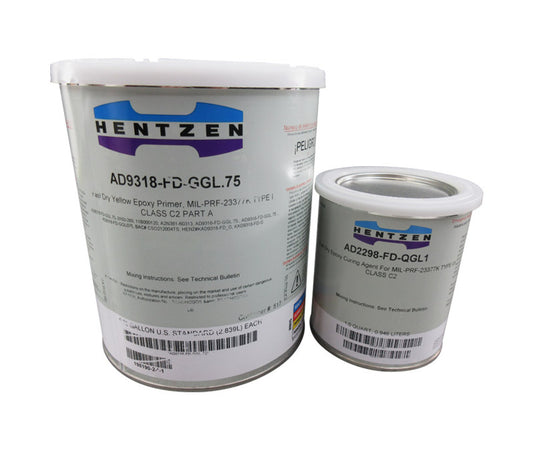 HENTZEN AD9318-FD/AD2298-FD Yellow MIL-PRF-23377K Type I Class C2 Spec Low IR High-Solids Epoxy Primer, Gallon Kit