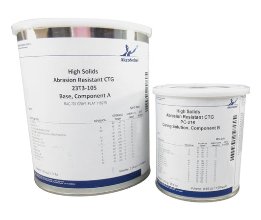 AkzoNobel 23T3-105/PC-216 BAC707 Flat Gray BMS 10-86 Type I, Grade D Spec Abrasion Resistant Polyurethane Coating - Quart Kit